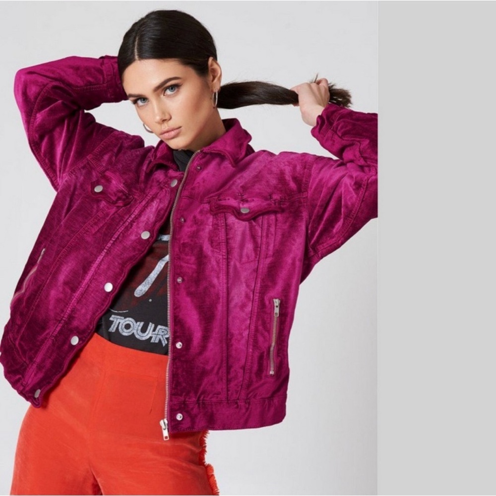 FREE PEOPLE velour denim jacket